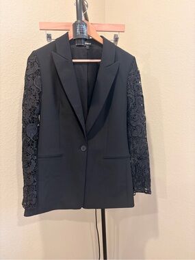 Express Black Blazer with Lace Sleeves